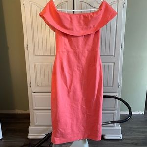 Babaton fitted off the shoulder dress in Coral